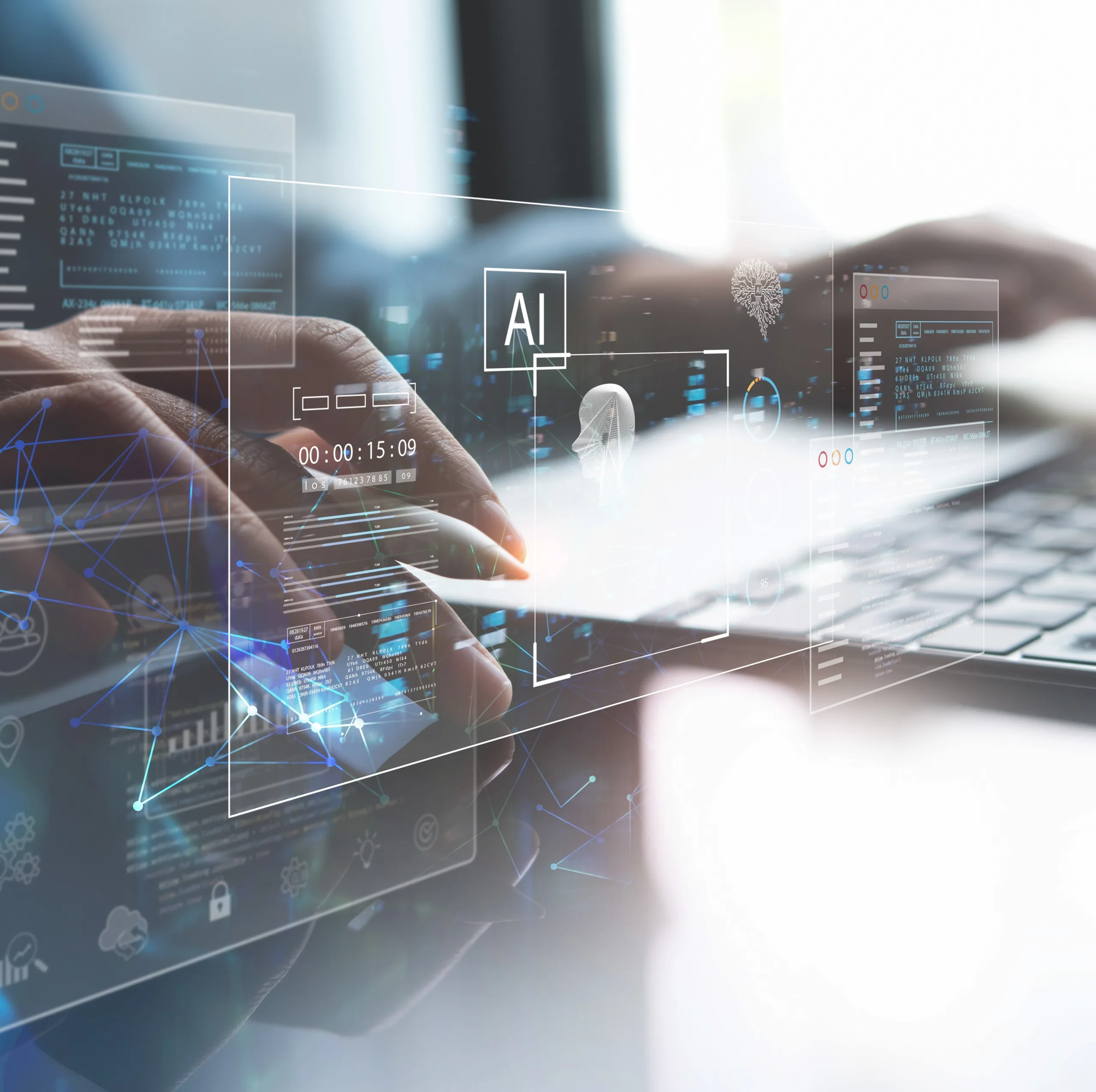 Person am Computer mit einer AI-Anwendung